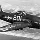 A Grumman F8F-1 Bearcat from USS Boxer (CV-21) flies over San Francisco in 1947. (San Diego Air and Space Museum)